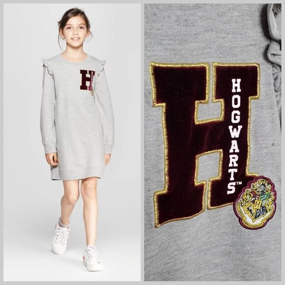 HARRY POTTER dress gray‎ long sleeve Hogwarts sweatshirt L - Picture 1 of 10